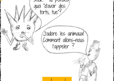 Mini illustration de 2 personnages fictifs dessinée au crayon papier gris et révélant humoristiquement des malentendu de la communication